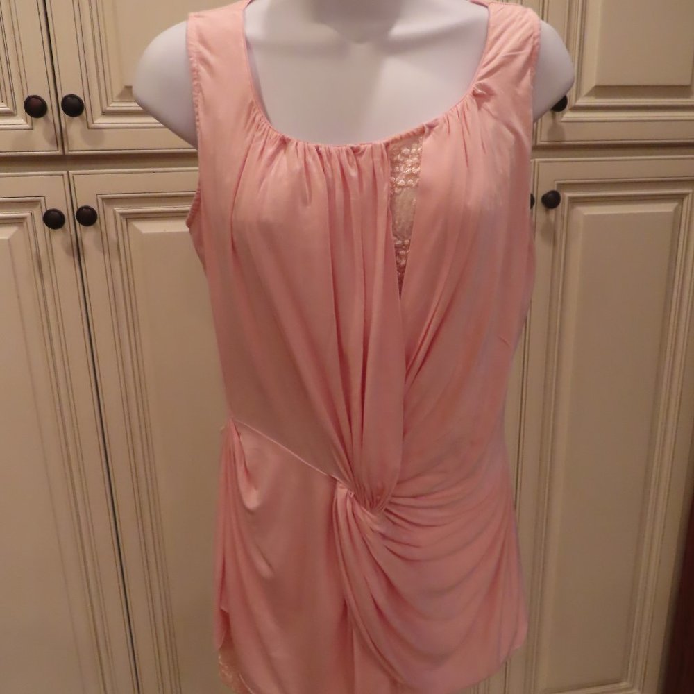 Barbie Pink Drape & Lace Sleeveless Top by Color Me Red size M